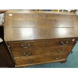 A 19th century oak bureau,