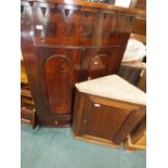 A 19th century mahogany bow front mural corner cupboard together with a small 19th century mahogany