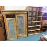 A 19th/20th century pine livery or food cupboard together with a set of pine and ply wood box