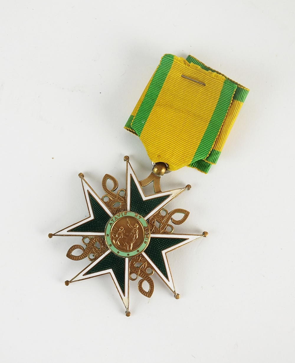 A green and white enamel yellow metal 'Order Military Hospitals St Lazarus in Jerusalem,