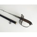 A Rifle Regiment dress sword with fish skin grip, open guard and Rifles cypher,