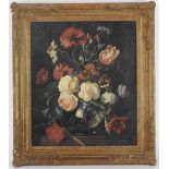 Eastern European School, early 20th century Still life of flowers in a glass vase,