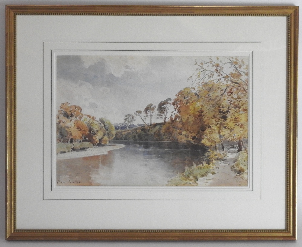 Frederick Tucker (1860-1935) A River Bend, signed lower left, watercolour 29.