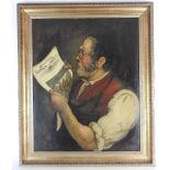 British school, late 19th century Gentleman reading the Illustrated London News, oil on canvas,