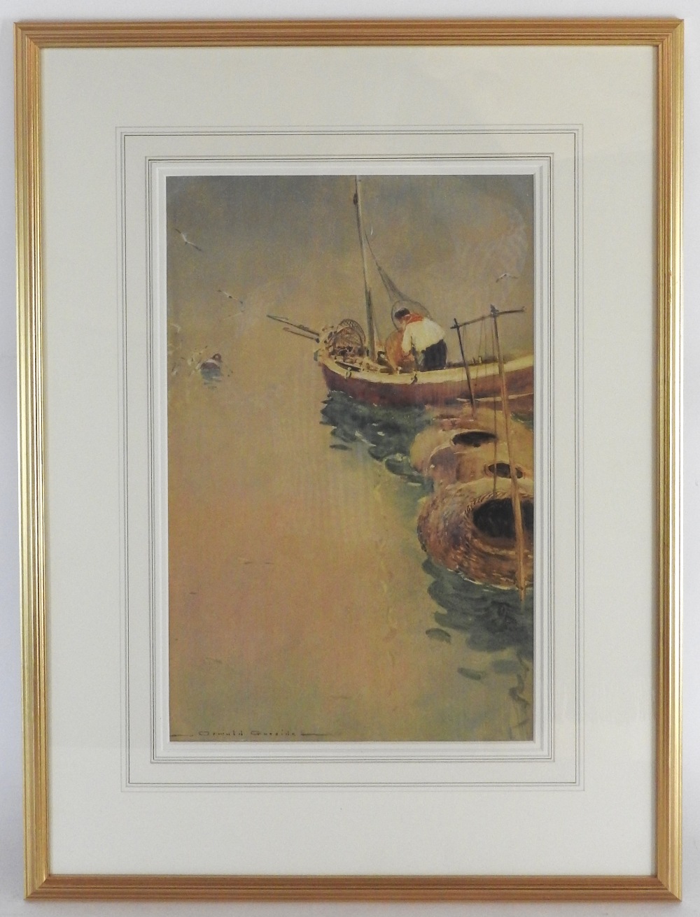 Oswald Garside (1879-1942) Lobster pots signed lower left, watercolour,