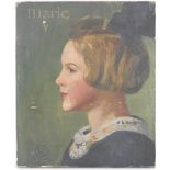 George Charlton (1899-1979) Portrait of a young girl, head and shoulders, in profile,