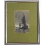 Charles Dixon (1872-1934) Man O War, signed lower left, watercolour, 14.5 x 9.
