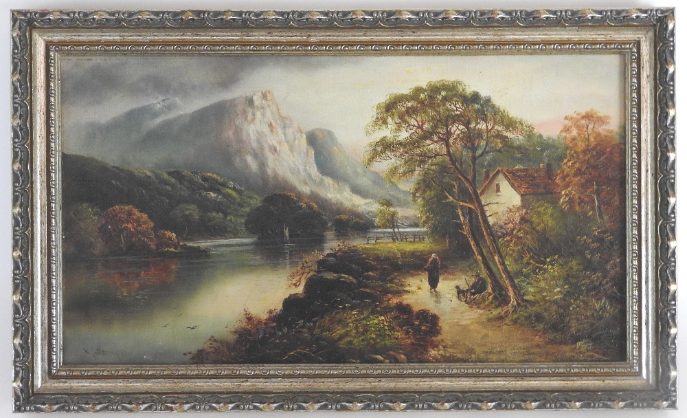 William James Smith Crampton (1855-1935) Figures beside a highland cottage, signed lower left,