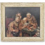 British school, early 20th century Monks reading Punch, oil on canvas,