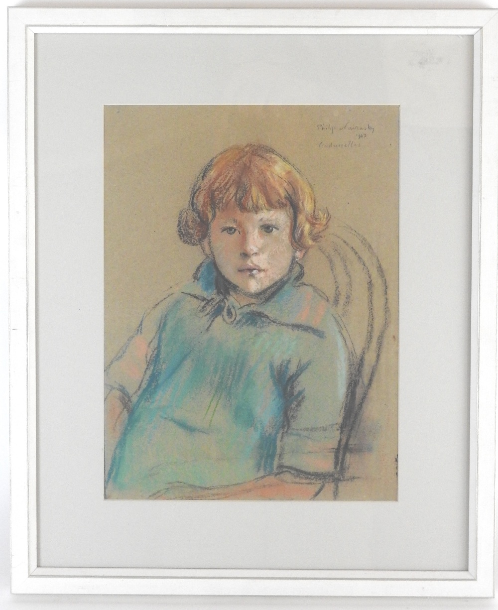 Philip Naviasky (1894-1983) Portrait of a girl with ginger hair signed, - Image 3 of 3