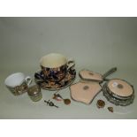 Decorative ceramics and works of art including: a chromium plate dressing table set,