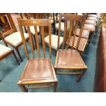 A set of four oak 1930s/40s slat back dining chairs and another set of four slat back dining chairs