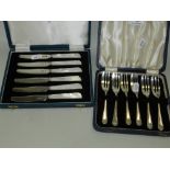 A cased set of six silver pastry forks, Sheffield,