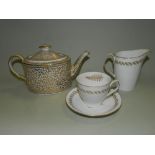 A Spode Golden Fern part tea set together with an early 19th century oval shaped English porcelain