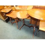 Four various mahogany tripod tables,