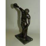 An early-mid 20th century bronze figure of a discus thrower, after the antique,