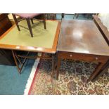 A George III mahogany Pembroke table a folding baize lined card table and a tapestry top foot stool.