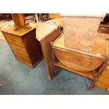 An oak chest of three drawers on plinth base,