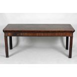 A George III and later mahogany low side table the rectangular top with rounded corners over a