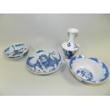 Chinese blue and white porcelain, 18th and 19th century, including a baluster form vase,