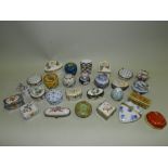 A collection of porcelain and other materials, trinket boxes,