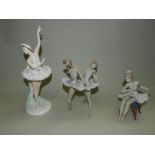 A collection of Lladro figures of ballerinas,