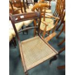 A Victorian beech and pine cane seat child's high chair,