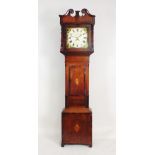 An oak and rosewood crossbanded cottage longcase clock, early 19th century,