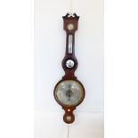 A mahogany boxwood and ebony strung wheel barometer, early 19th century,