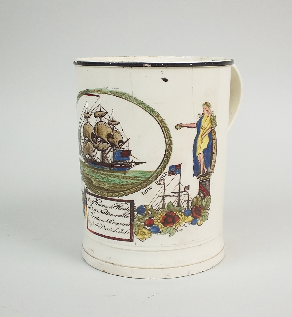 A Sunderland creamware tankard, early 19th century, - Image 2 of 2