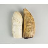 A whale tooth scrimshaw, American, 19th century,