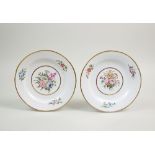 A pair of English porcelain botanical side plates, early 19th century,