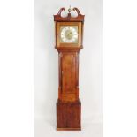 An oak and mahogany crossbanded cottage longcase clock, part George III,