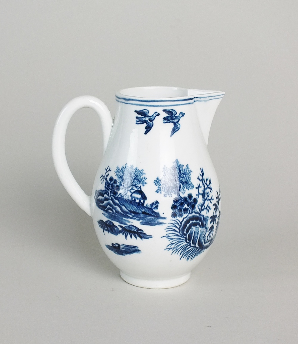 A Worcester porcelain blue and white sparrow beak cream jug, late 18th century,