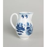 A Worcester porcelain blue and white sparrow beak cream jug, late 18th century,