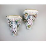 A pair of Samson of Paris porcelain wall brackets, second half 19th century,