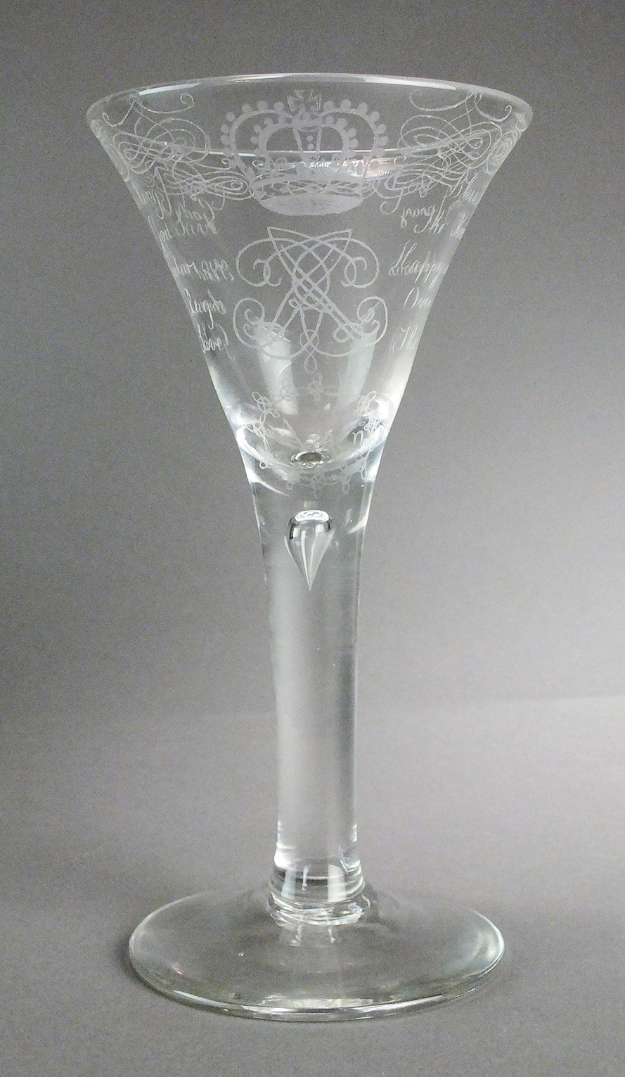 A reproduction 'Amen' style glass, inscribed with the verse 'God Save the King, God Bless the King, - Image 2 of 2