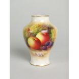 A Royal Worcester porcelain fruit painted baluster vase, date code for 1934,