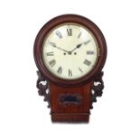 A Victorian mahogany drop dial wall clock, mid 19th century and later,