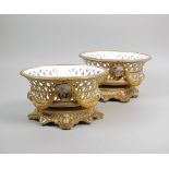 A pair of Copeland porcelain pierced baskets, late 19th century,