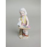 A Meissen porcelain figure of a child holding a baby, late 19th century,