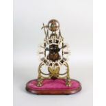 A gilt brass skeleton clock,