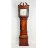 A George III oak and mahogany crossbanded cottage longcase clock, 18th century and later,