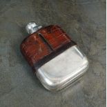 A silver and leather mounted hip flask, James Dixon & Sons Ltd Sheffield 1917,