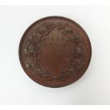 A mid-19th century Exhibition London 1862 bronze award, by L.C. Wyon and D.