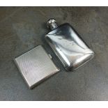 A Victorian silver hip flask, London 1893, with engraved inscription, 14.
