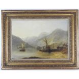 John Ewbank (1799-1847) Fishing boats in a loch, signed lower right, oil on panel,