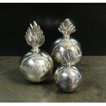 A Goldsmiths and Silversmiths silver grenade table lighter, London 1916,