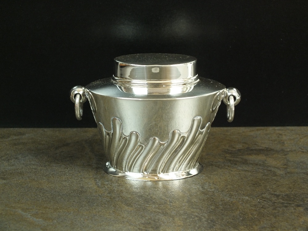 A silver tea caddy, William Hutton & Sons Ltd, Birmingham 1913,