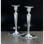 A pair of silver mounted candlesticks, William Hutton & Sons Ltd, Sheffield 1918,